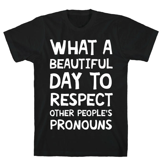 What A Beautiful Day To Respect Other People's Pronouns T-Shirt