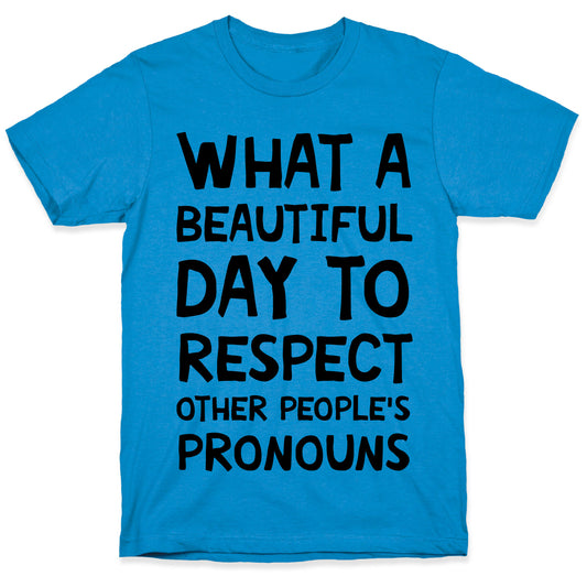 What A Beautiful Day To Respect Other People's Pronouns T-Shirt