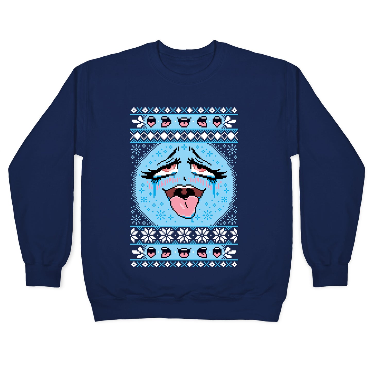 Ugly Ahegao Christmas Sweater Crewneck Sweatshirt