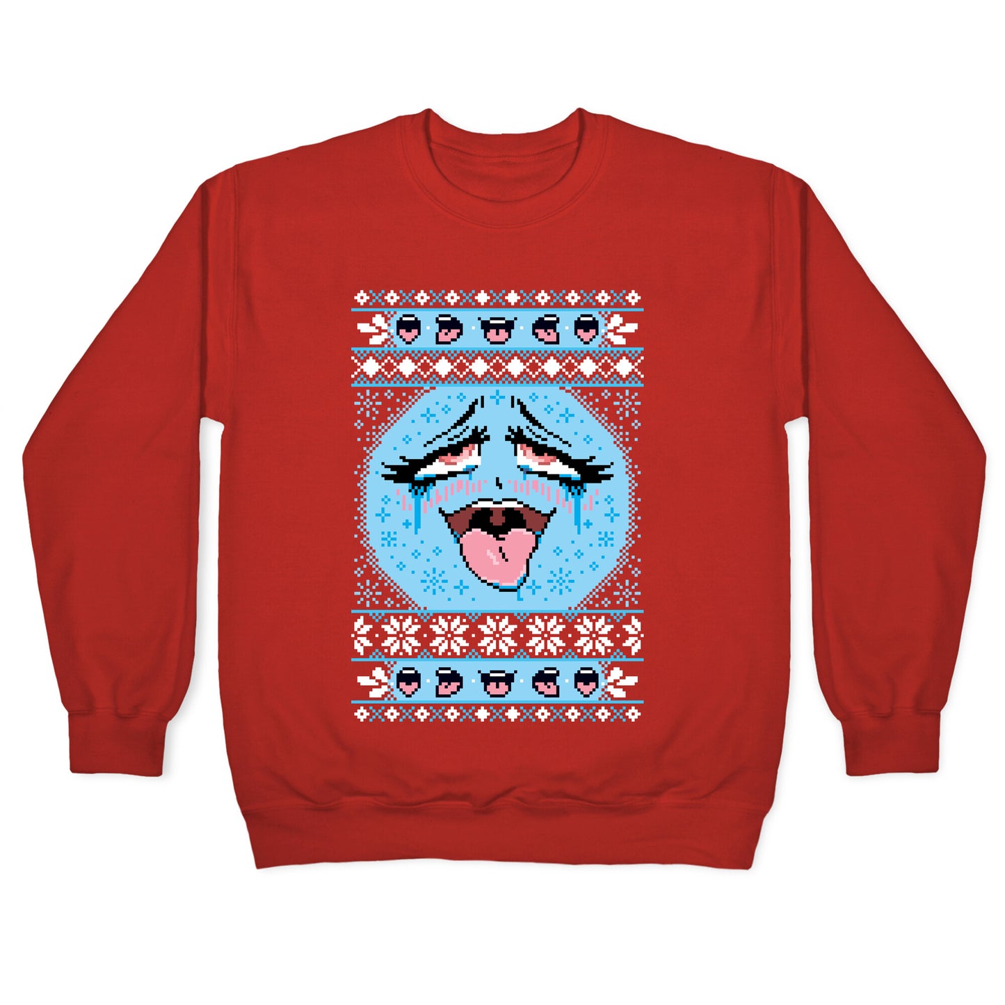 Ugly Ahegao Christmas Sweater Crewneck Sweatshirt