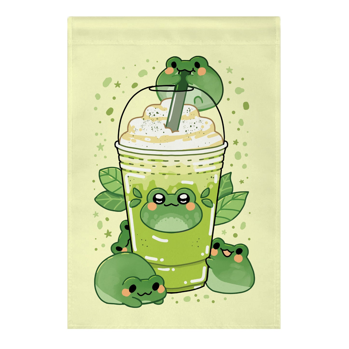 Matcha Froggyccino Garden Flag