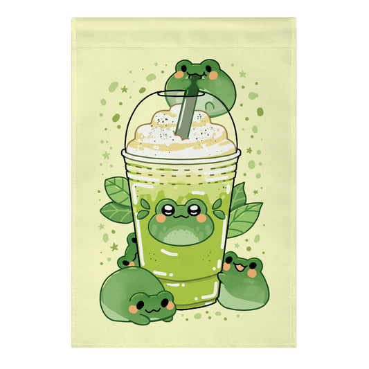 Matcha Froggyccino Garden Flag