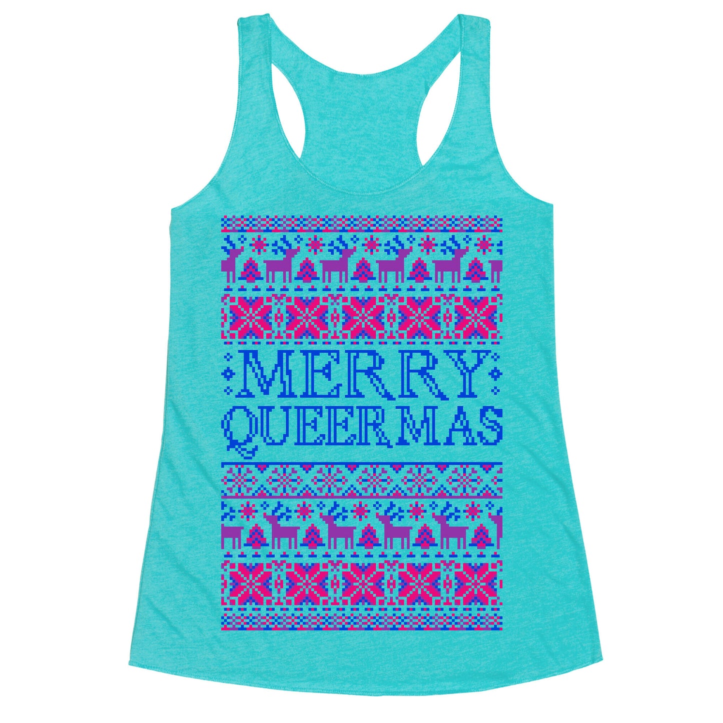 Merry Queermas Bisexual Pride Christmas Sweater Racerback Tank