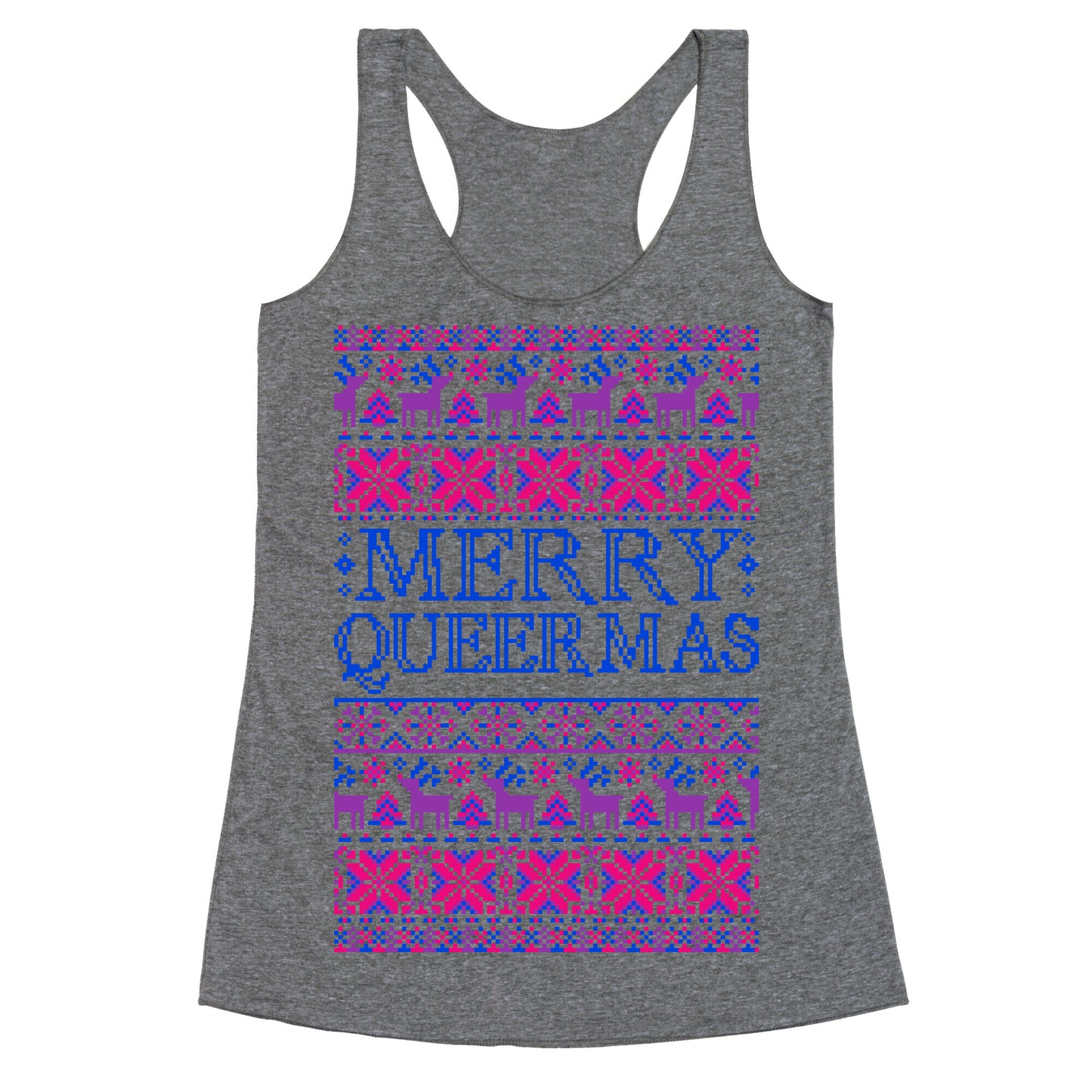 Merry Queermas Bisexual Pride Christmas Sweater Racerback Tank