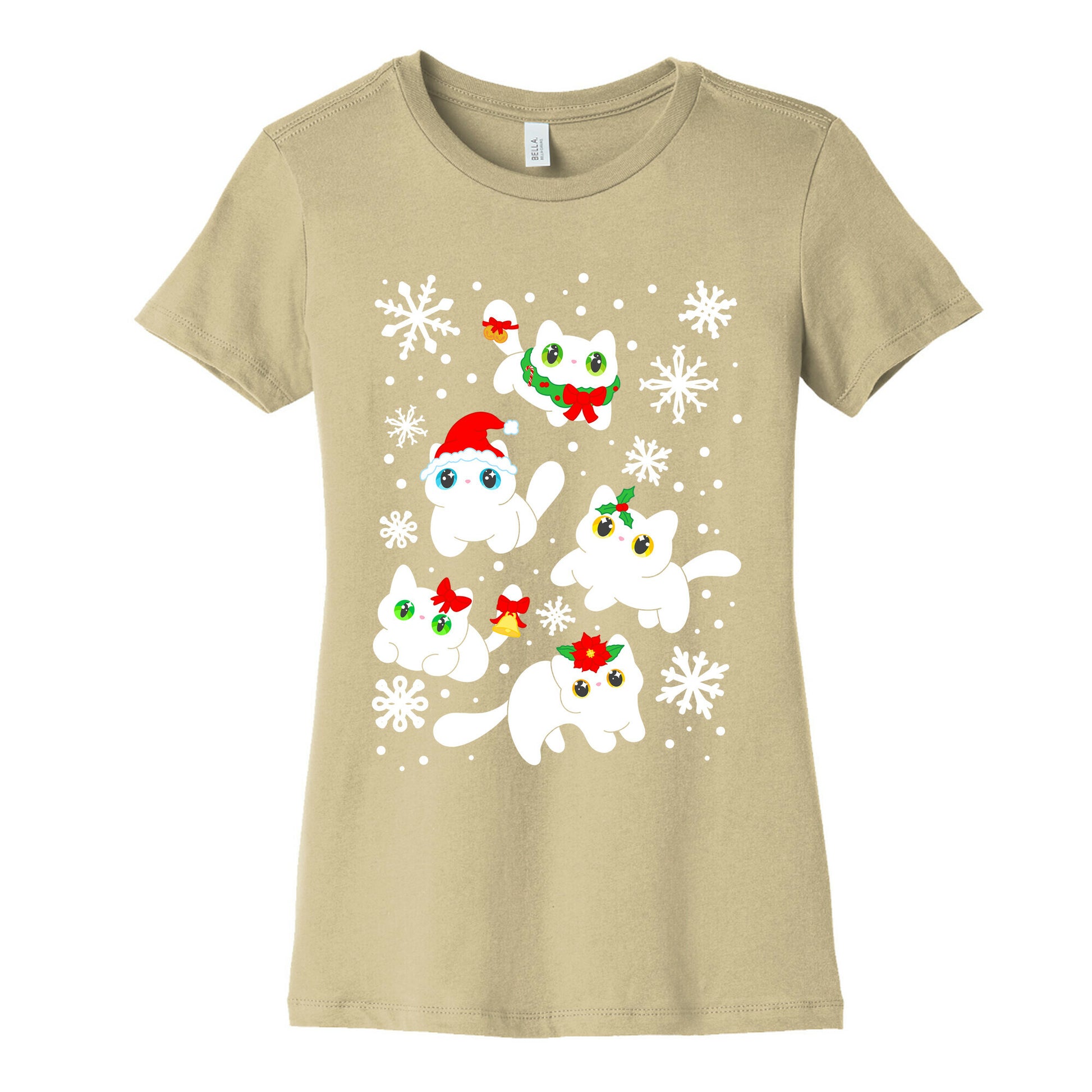 Christmas Cats Pattern Women's Cotton Tee