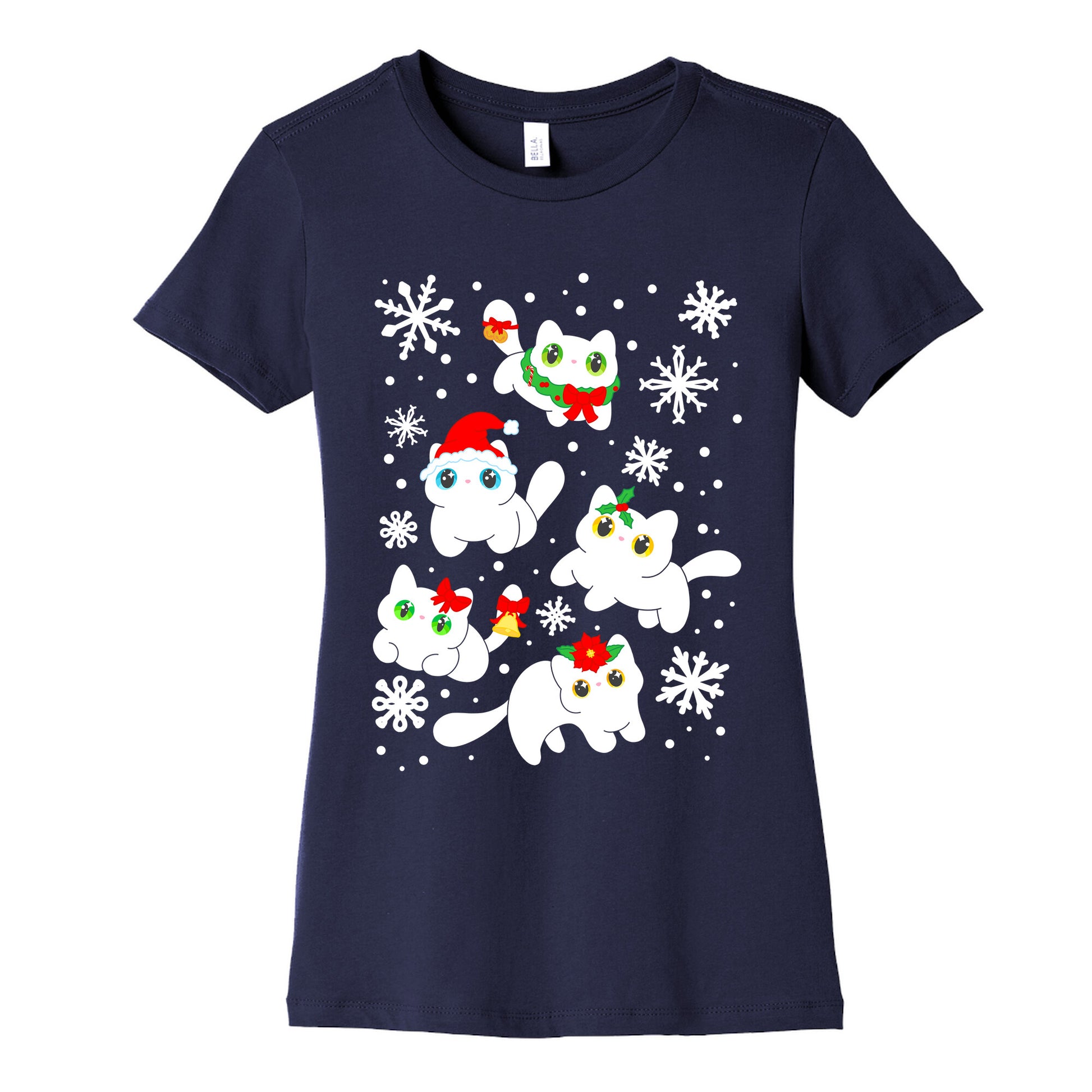 Christmas Cats Pattern Women's Cotton Tee