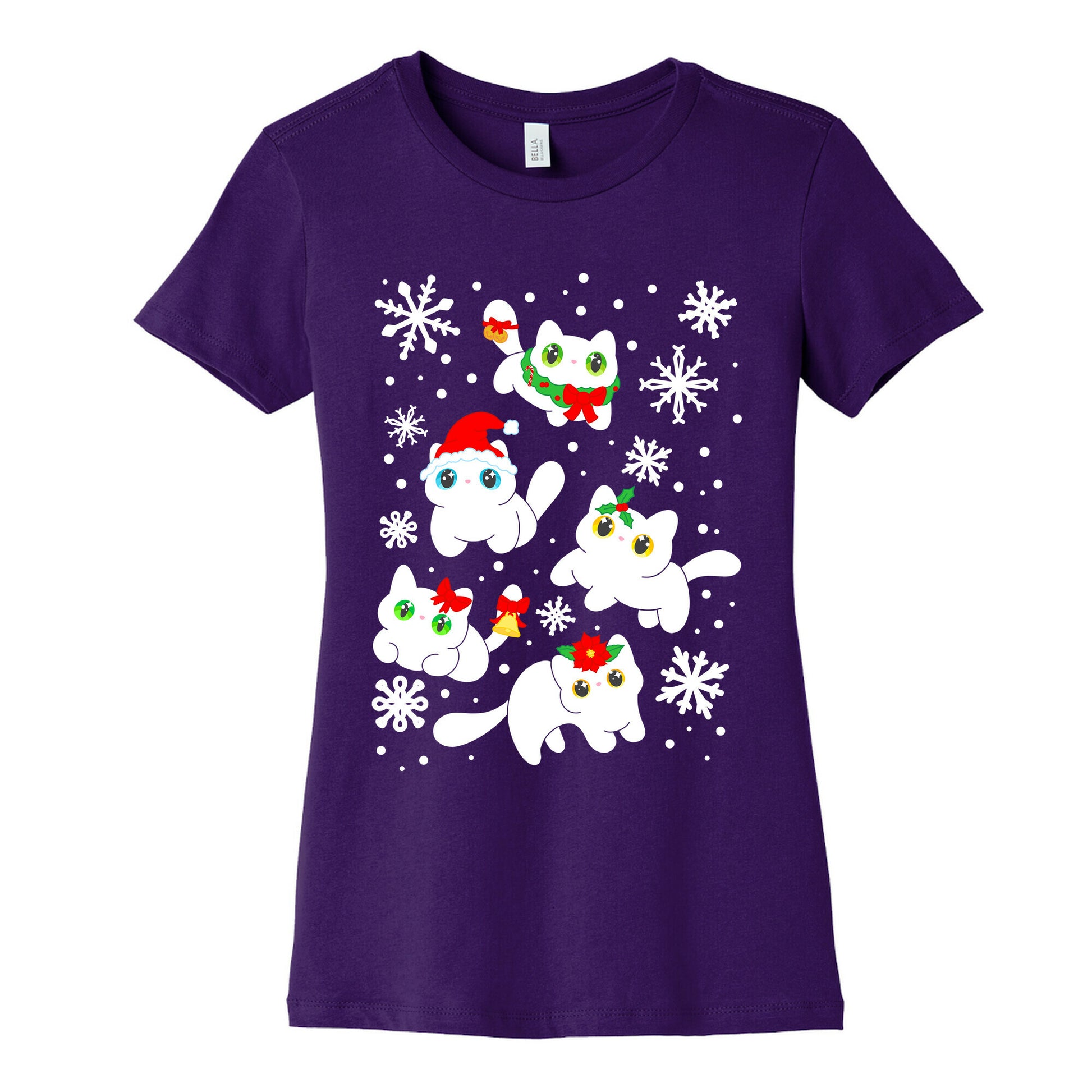Christmas Cats Pattern Women's Cotton Tee