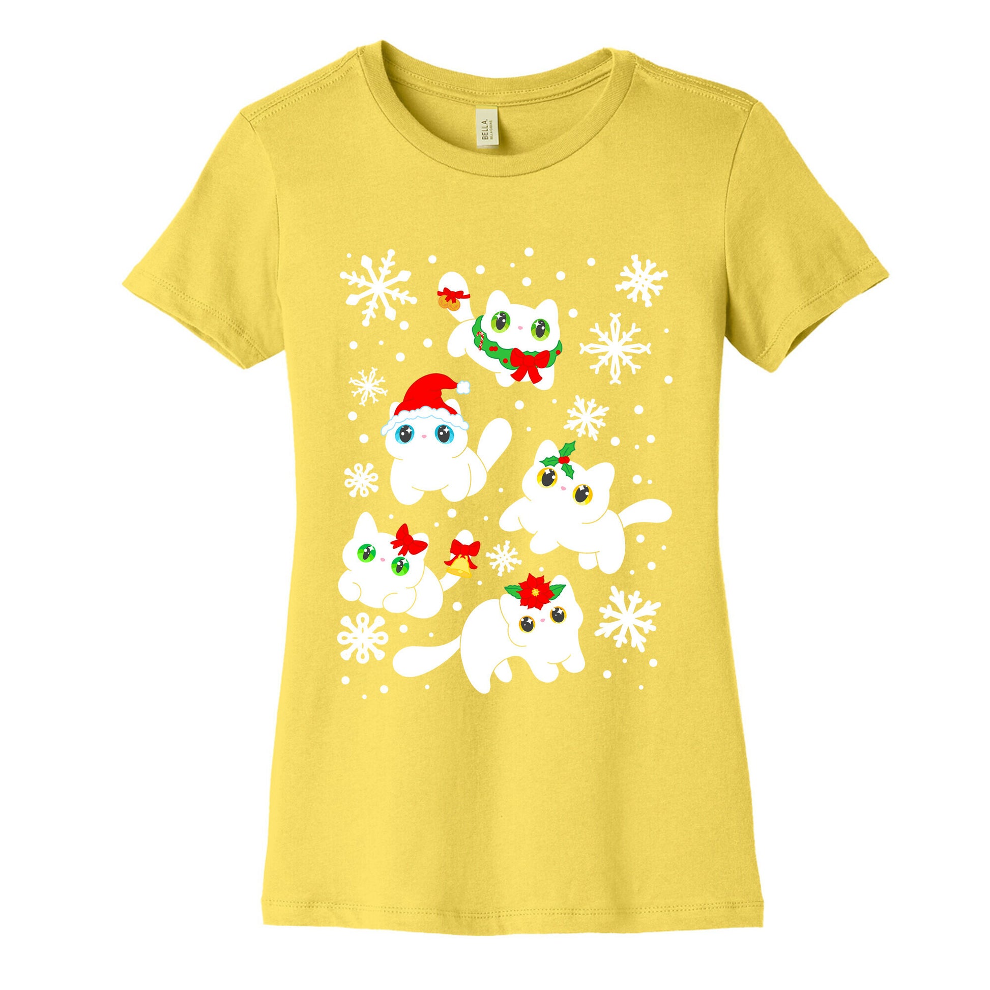 Christmas Cats Pattern Women's Cotton Tee