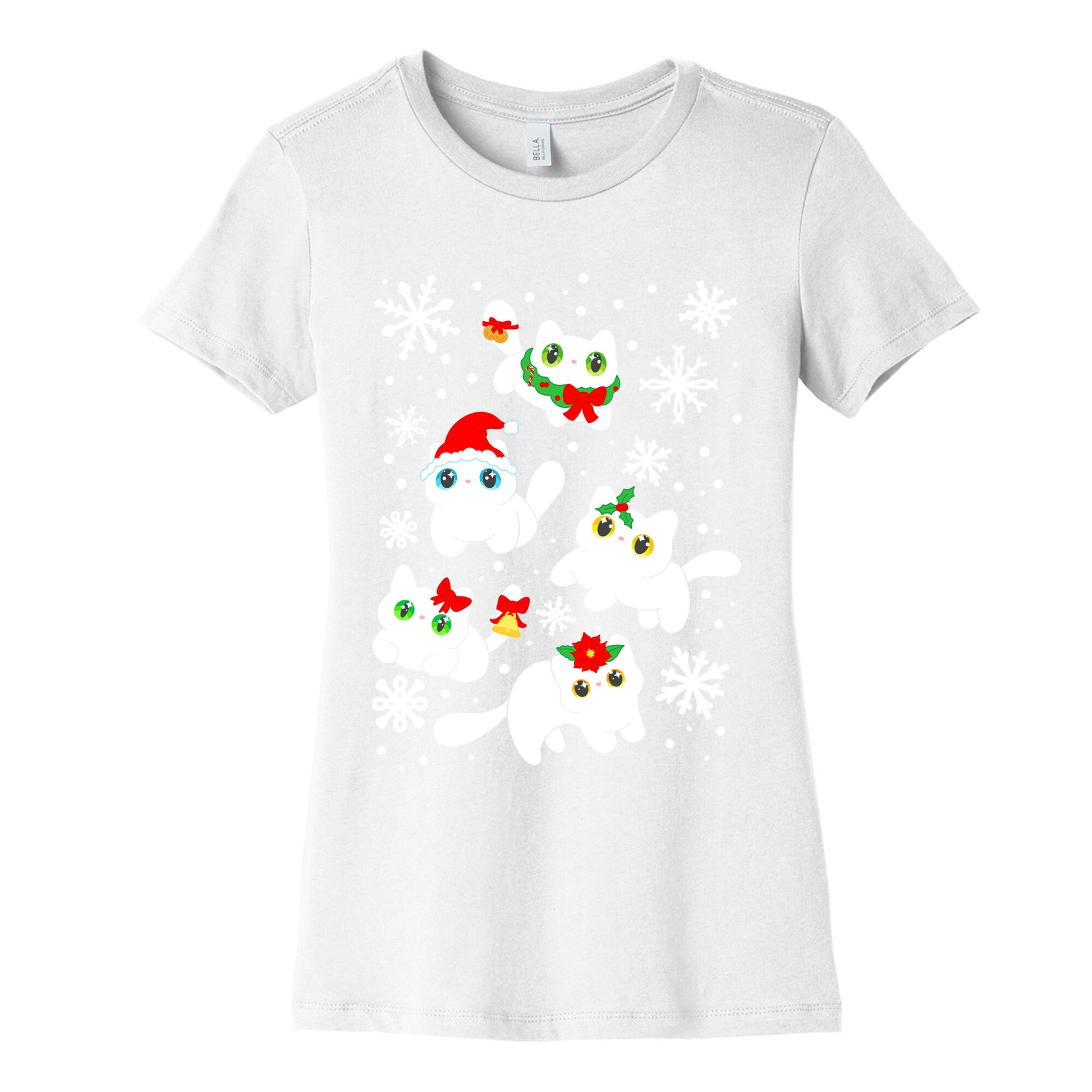 Christmas Cats Pattern Women's Cotton Tee