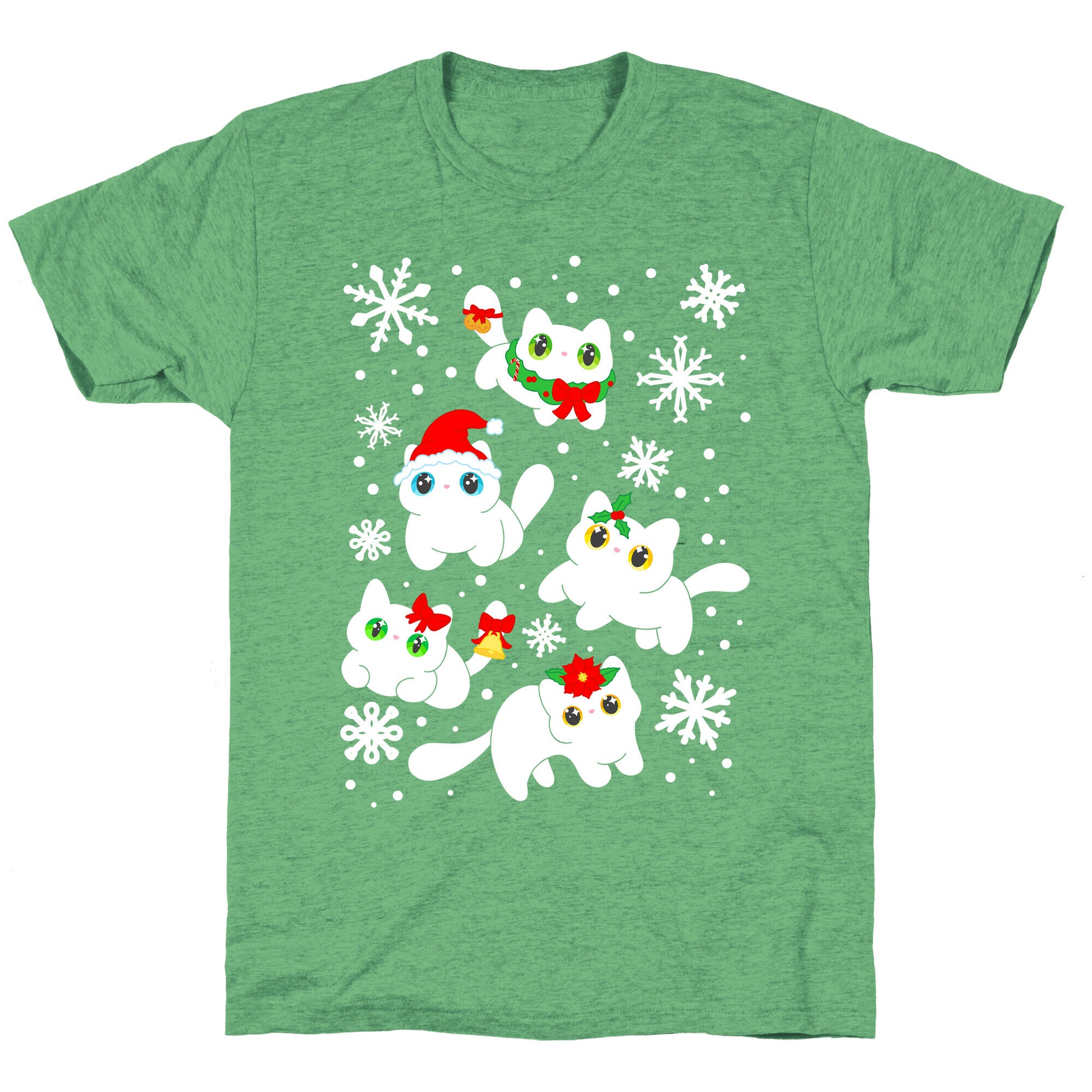 Christmas Cats Pattern Unisex Triblend Tee