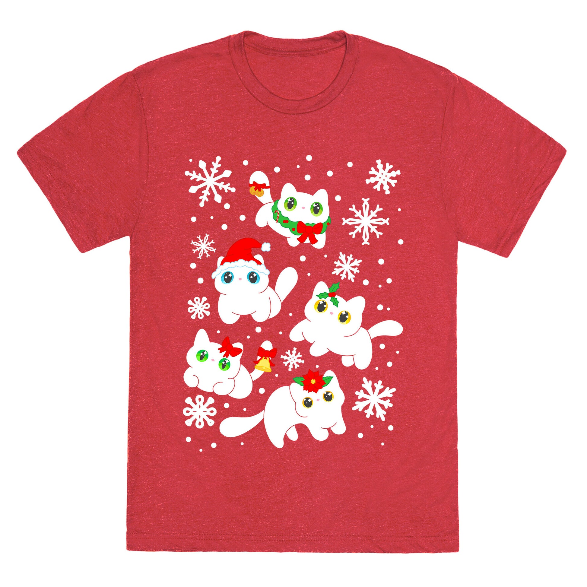 Christmas Cats Pattern Unisex Triblend Tee