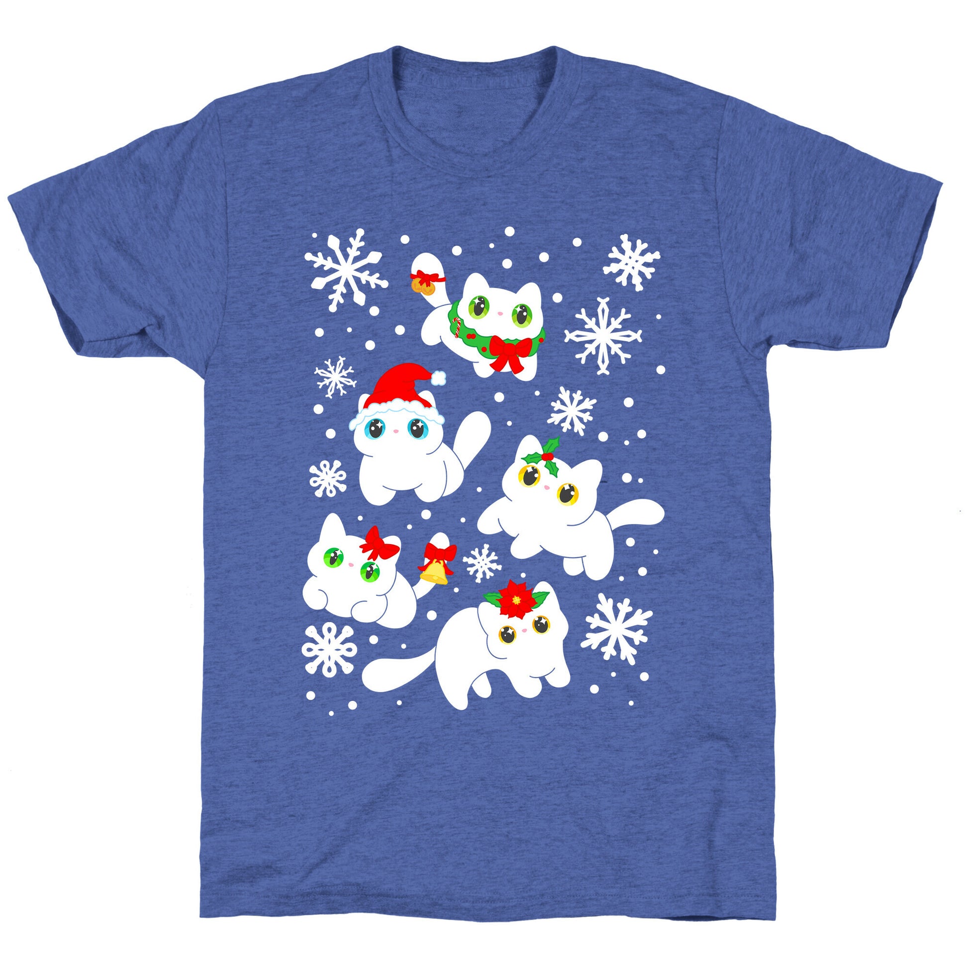 Christmas Cats Pattern Unisex Triblend Tee