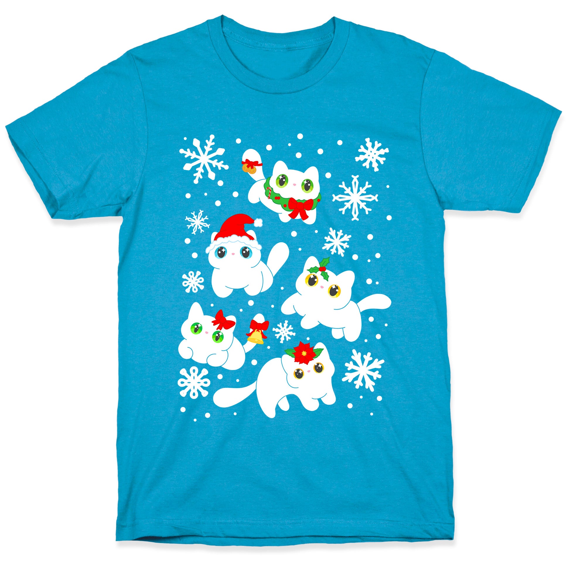 Christmas Cats Pattern Unisex Triblend Tee