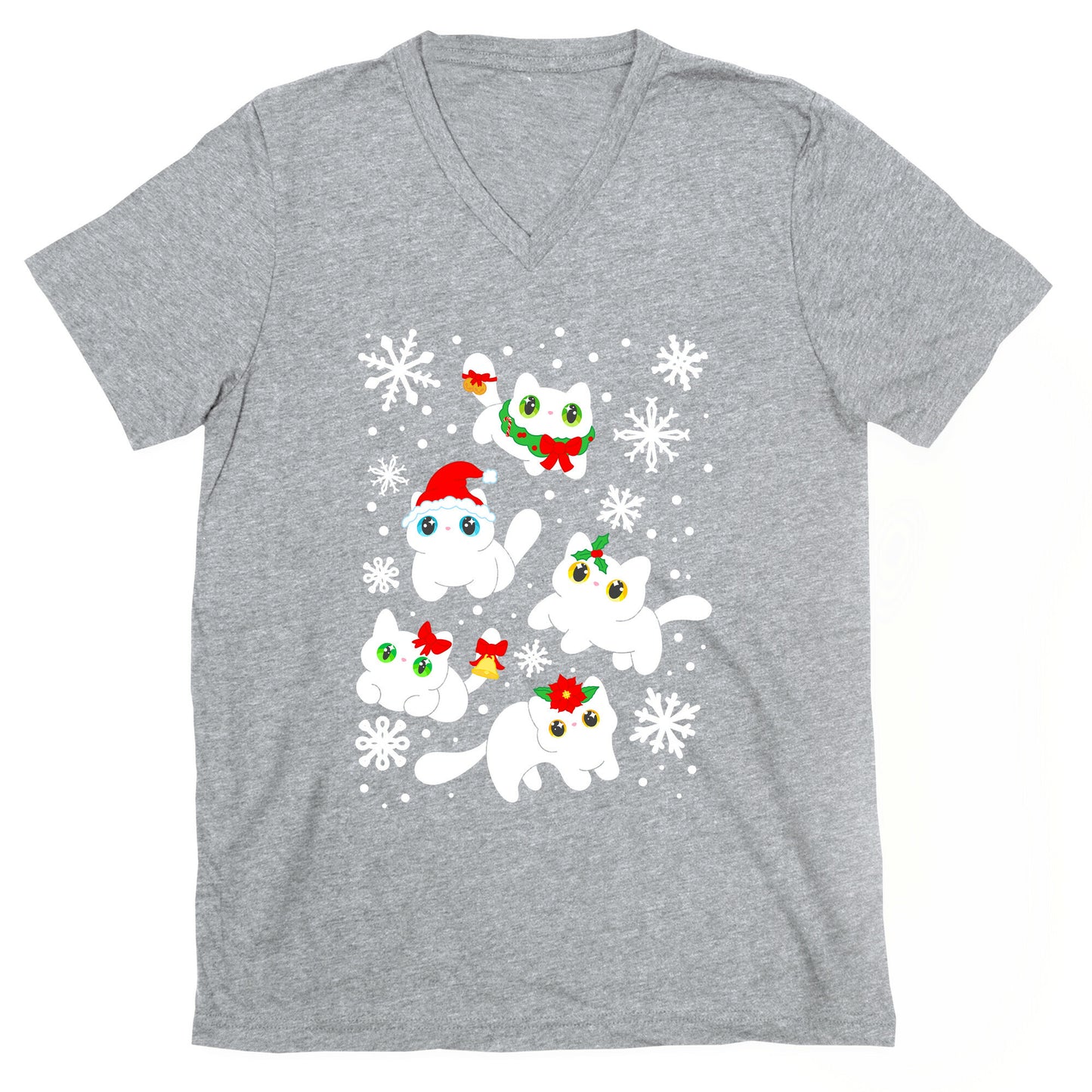 Christmas Cats Pattern V-Neck