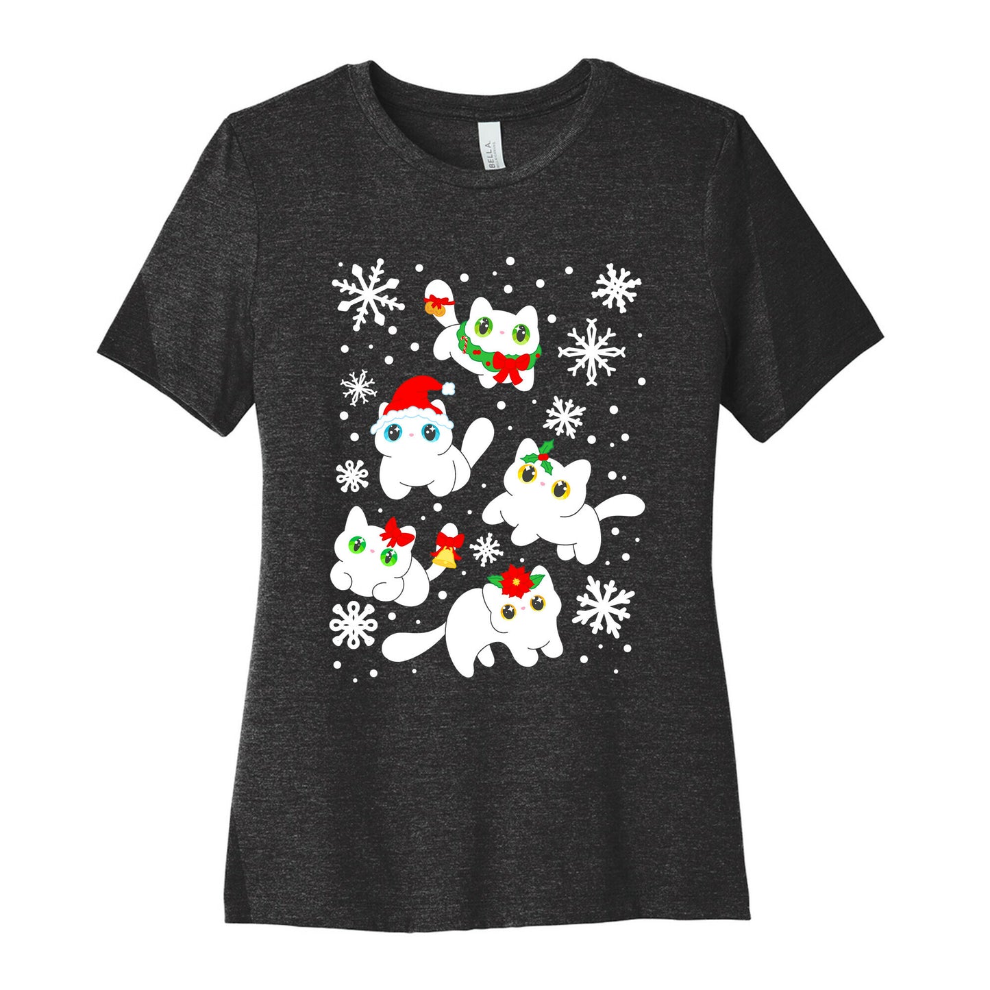 Christmas Cats Pattern Women's Cotton Tee
