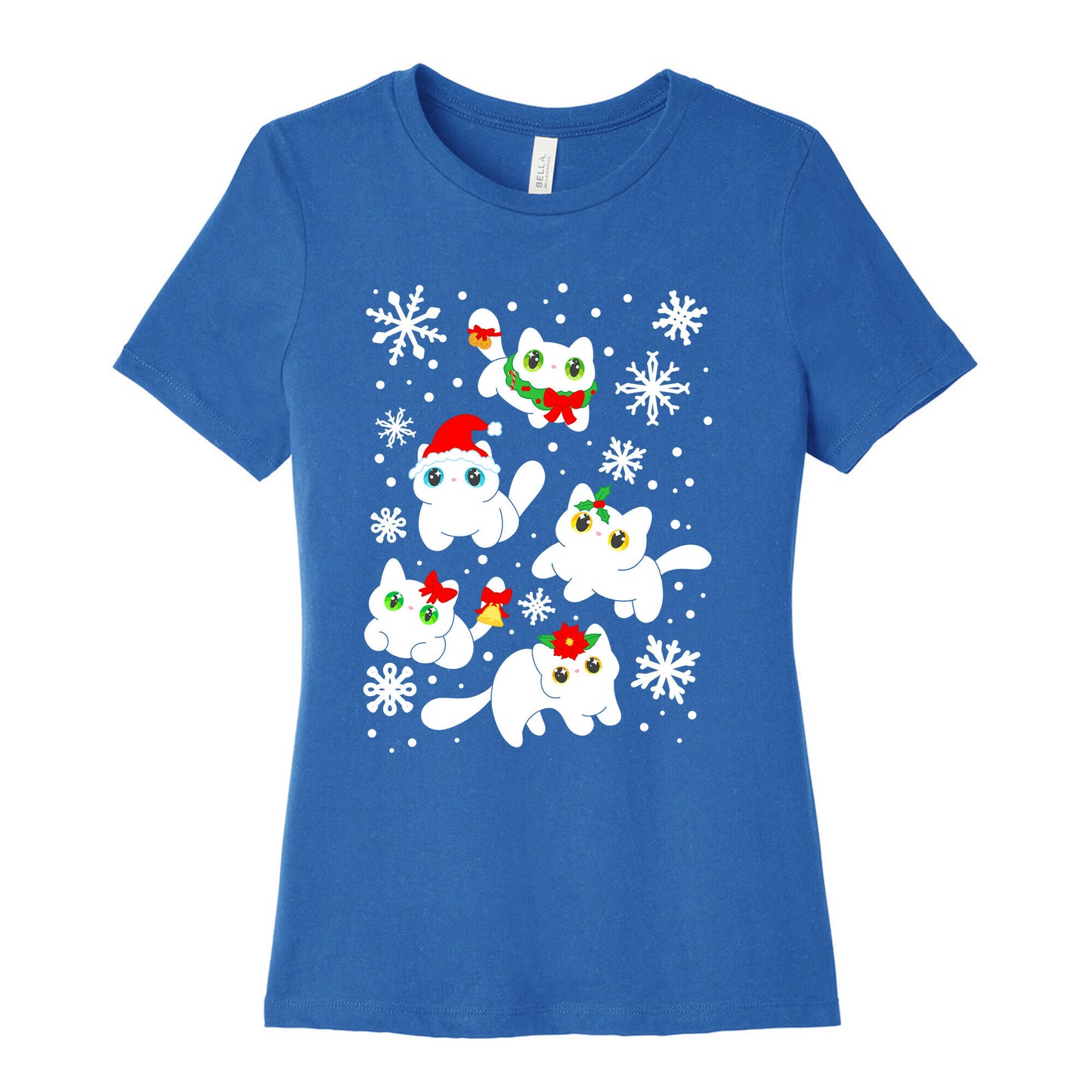 Christmas Cats Pattern Women's Cotton Tee