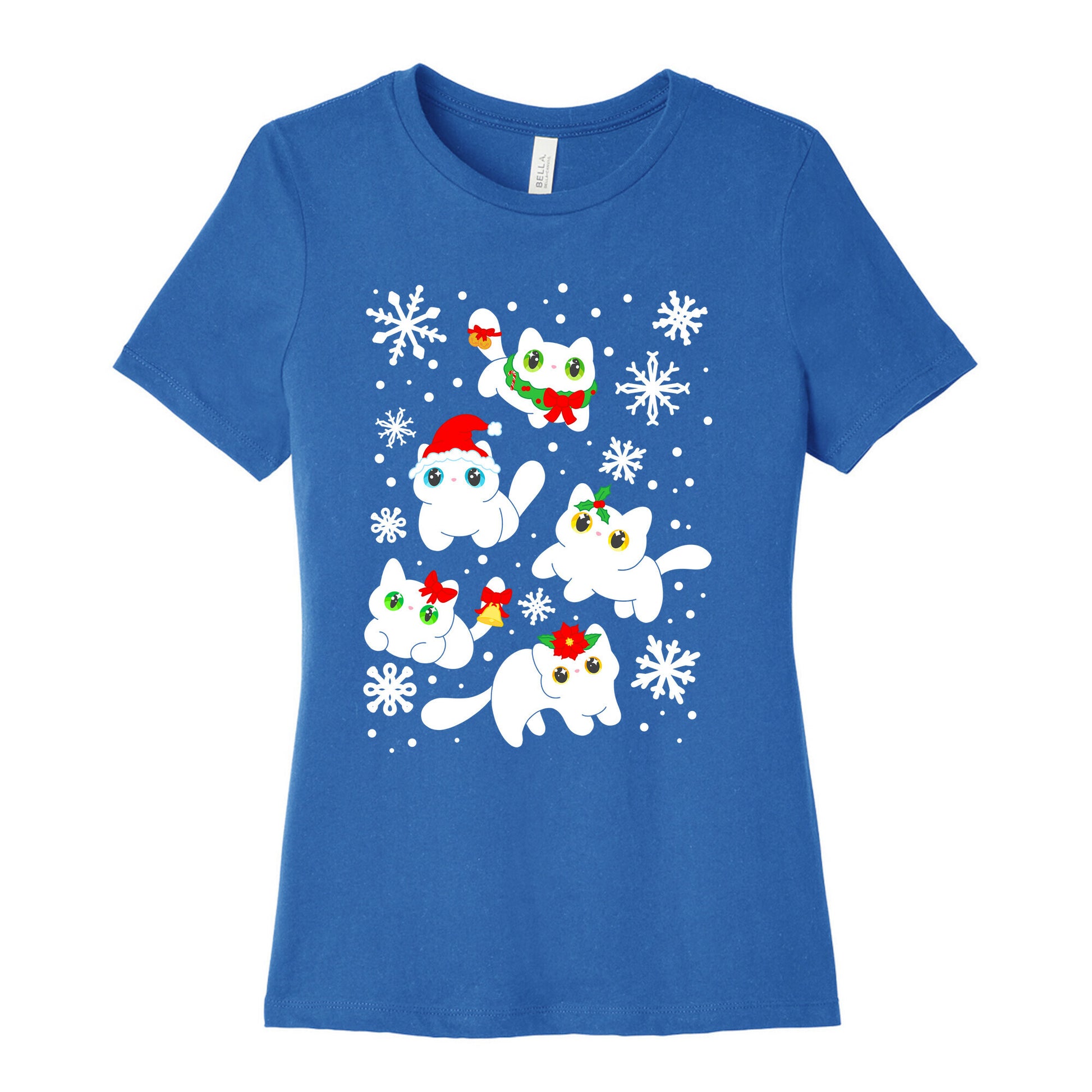 Christmas Cats Pattern Women's Cotton Tee