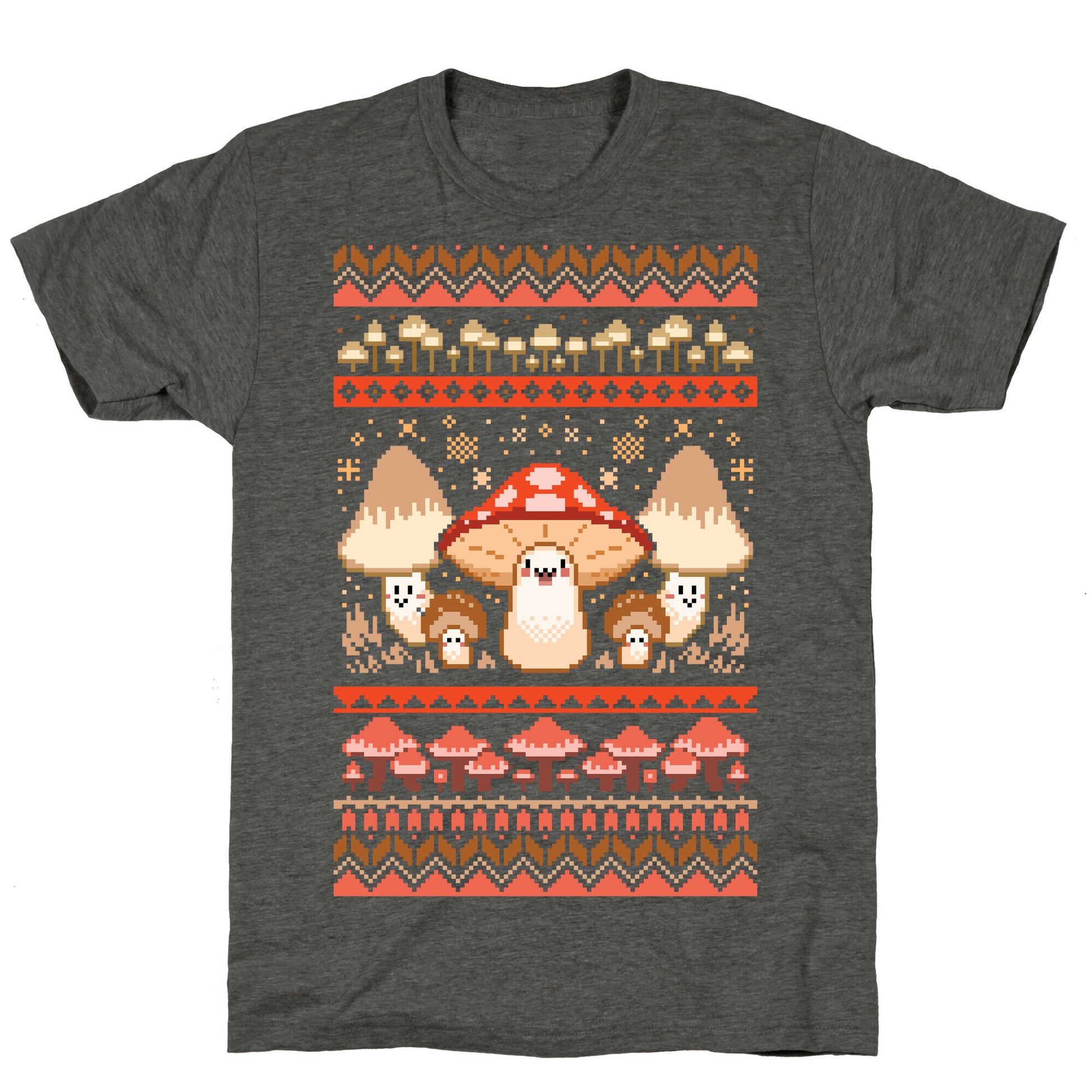 Mushroom Ugly Christmas Sweater Unisex Triblend Tee