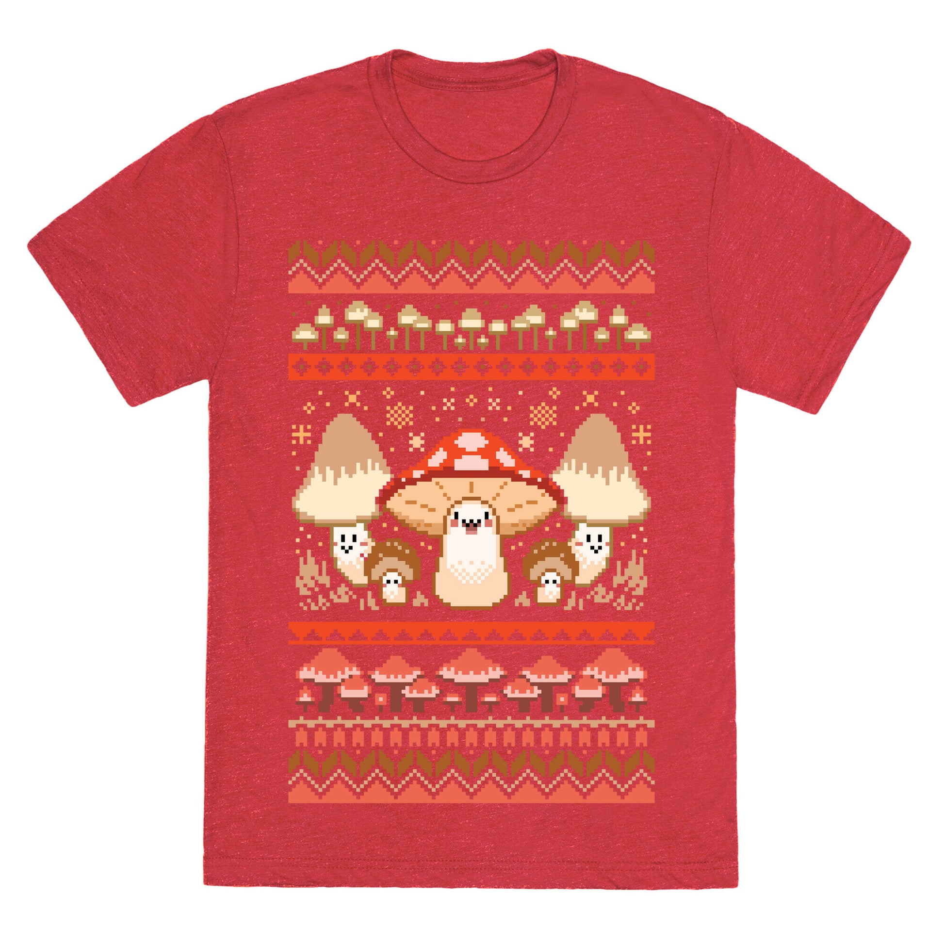 Mushroom Ugly Christmas Sweater Unisex Triblend Tee
