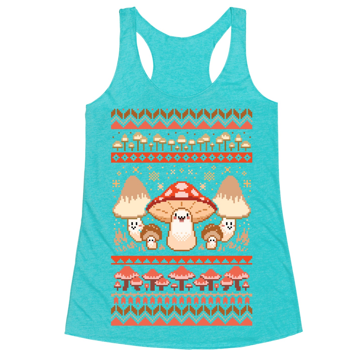 Mushroom Ugly Christmas Sweater Racerback Tank