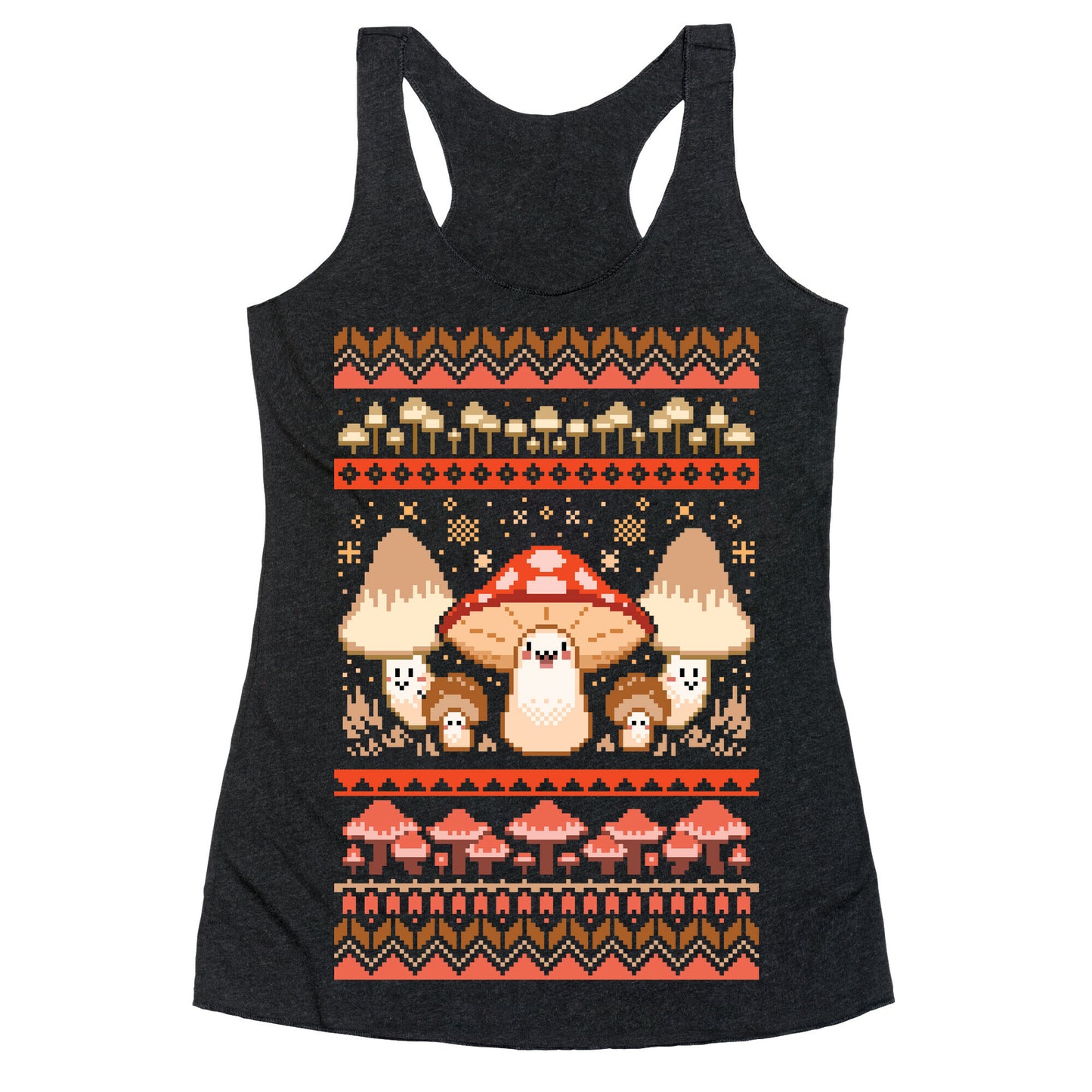 Mushroom Ugly Christmas Sweater Racerback Tank