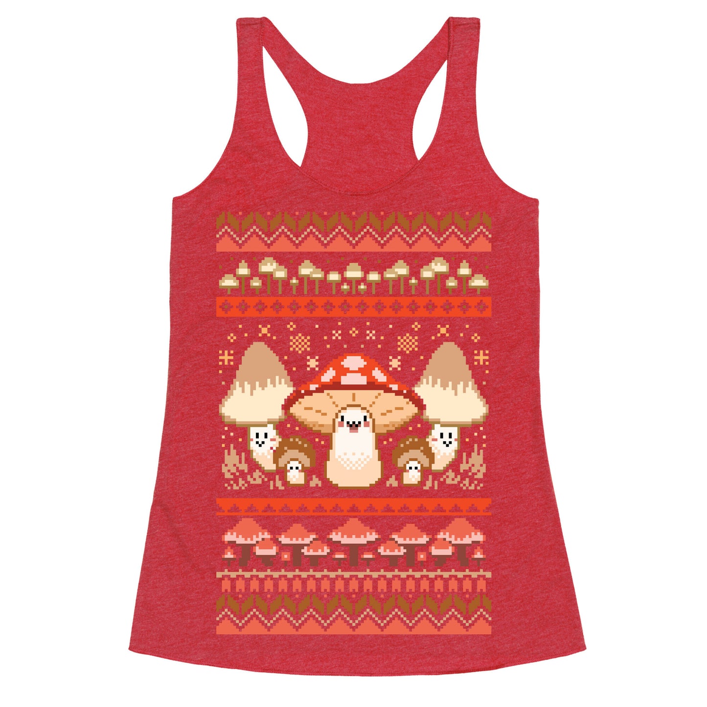 Mushroom Ugly Christmas Sweater Racerback Tank