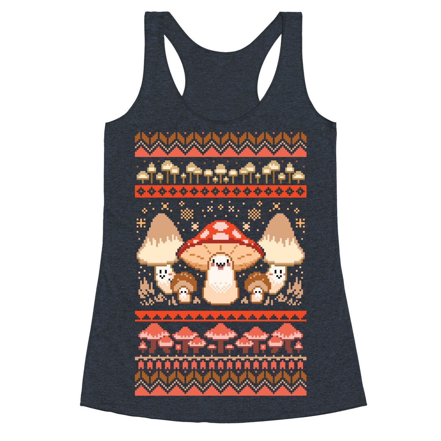 Mushroom Ugly Christmas Sweater Racerback Tank