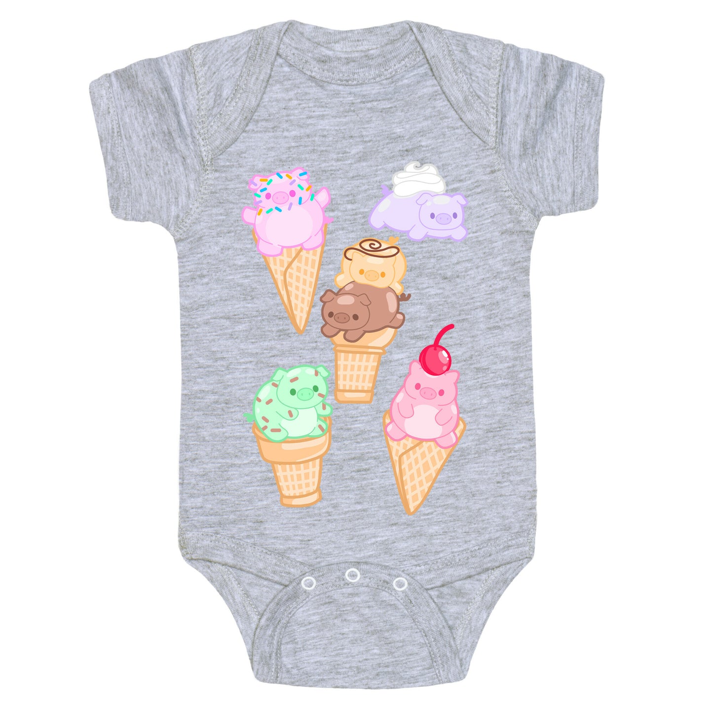 Ice Cream Pigs Pattern Baby One Piece