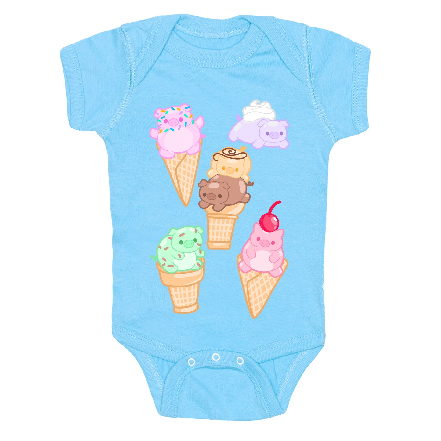 Ice Cream Pigs Pattern Baby One Piece