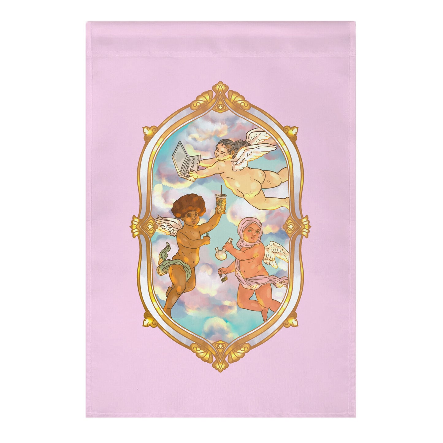 Modern Cherubs Garden Flag