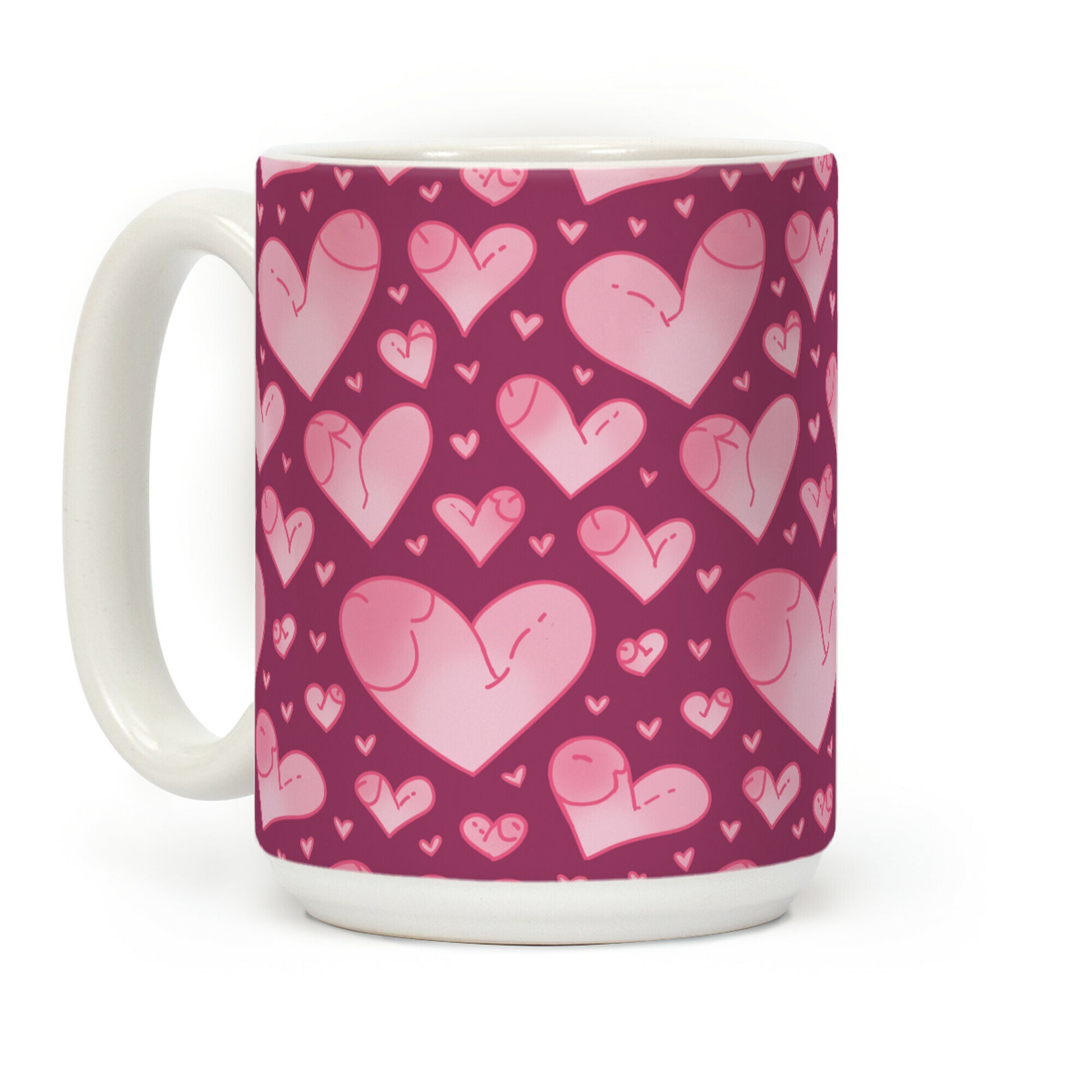 Penis Hearts Pattern Coffee Mug