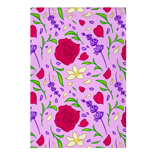 Tea Leaves And Flowers Pattern Garden Flag