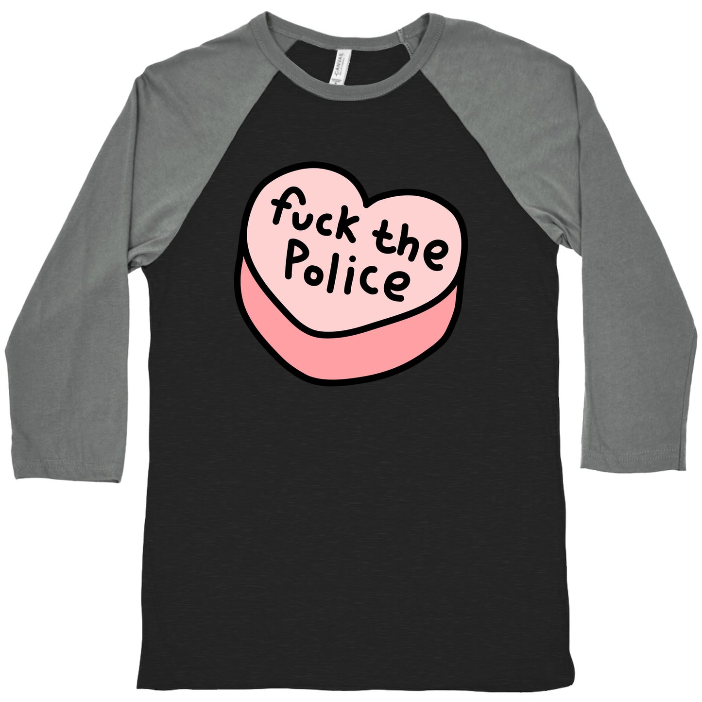 Fuck The Police Conversation Heart Baseball Tee