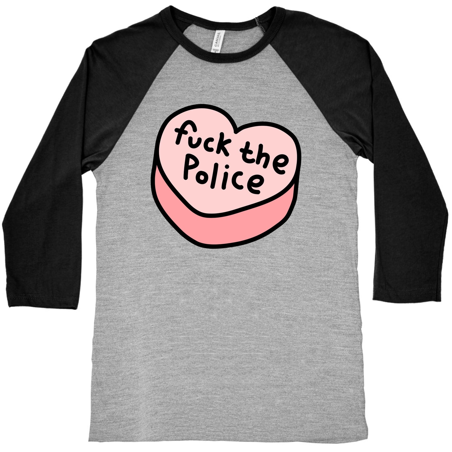 Fuck The Police Conversation Heart Baseball Tee