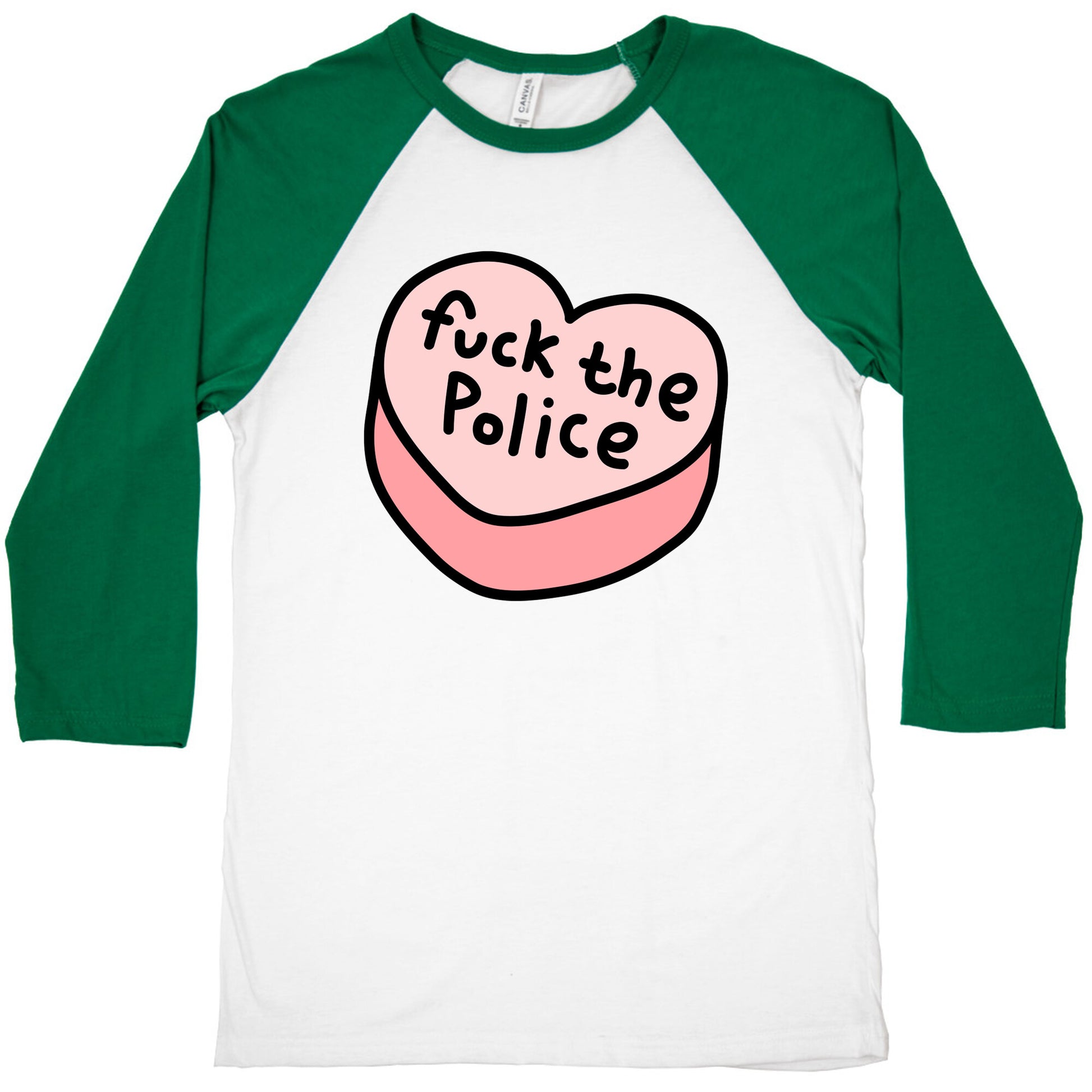 Fuck The Police Conversation Heart  Baseball Tee