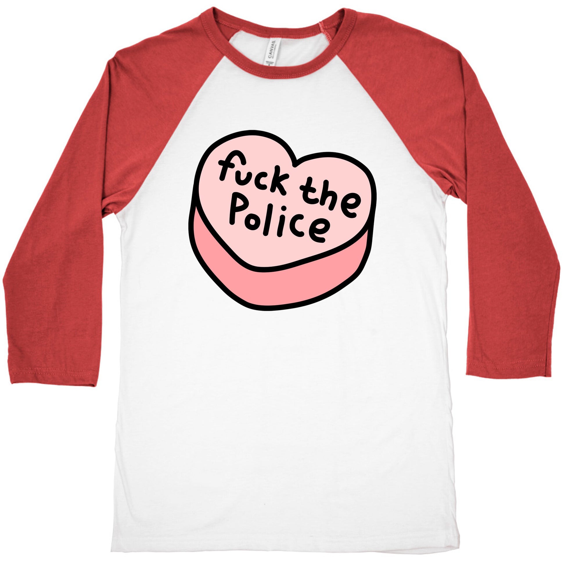 Fuck The Police Conversation Heart  Baseball Tee
