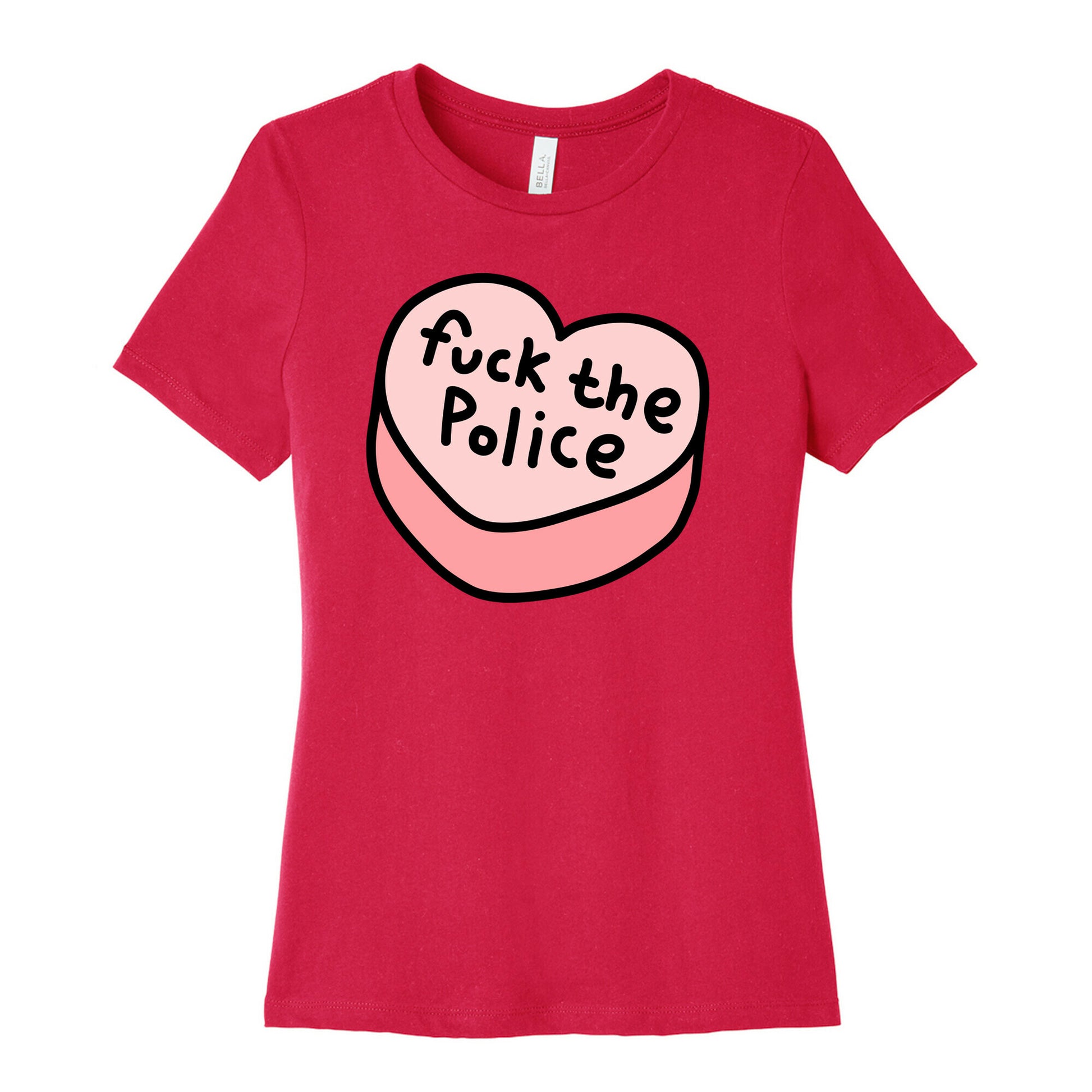 Fuck The Police Conversation Heart  Women's Cotton Tee