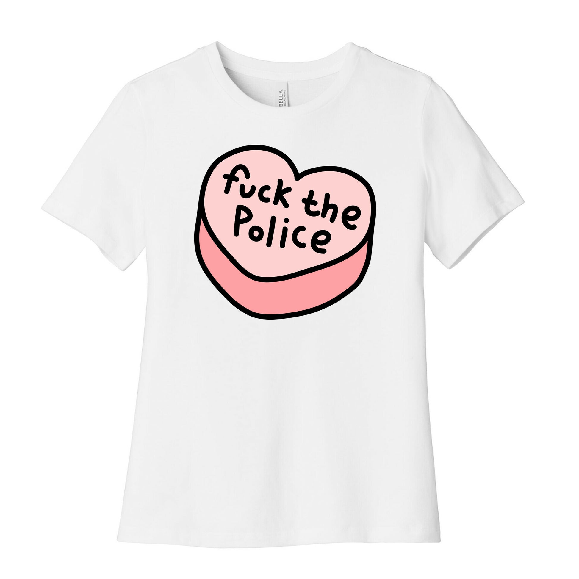 Fuck The Police Conversation Heart  Women's Cotton Tee