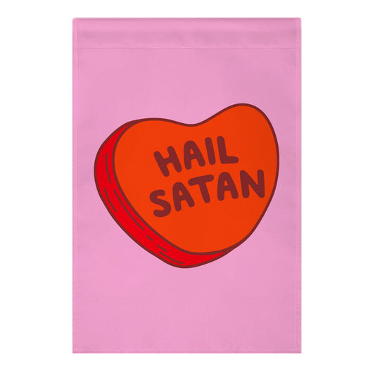 Hail Satan Conversation Heart Valentine's Parody Garden Flag