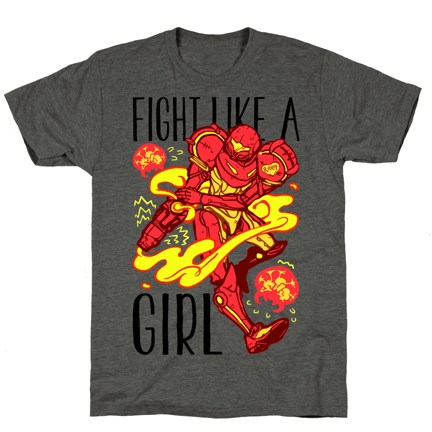 Fight Like A Girl Samus Parody Unisex Triblend Tee