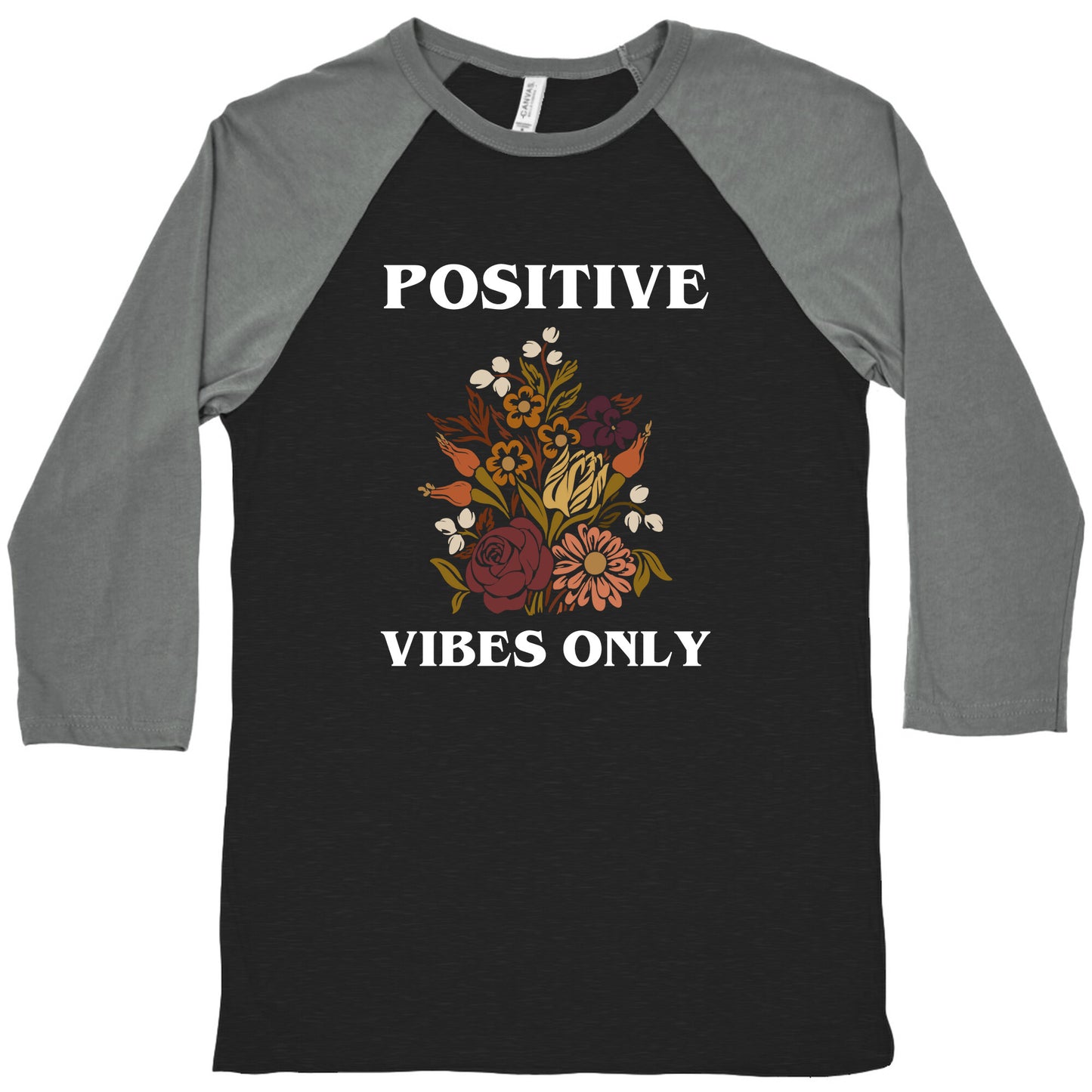 Positive Vibes Only With A Graphic Of A Sunflower Baseball Tee