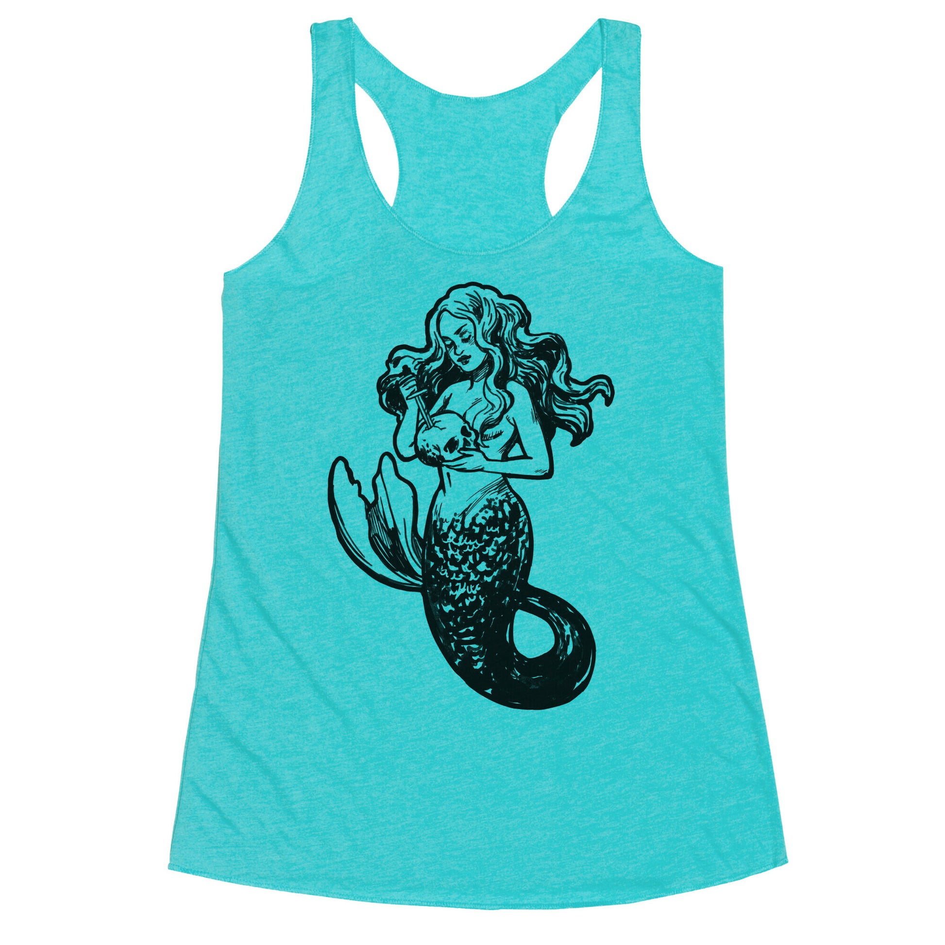A Mermaid and Her Skull Racerback Tank