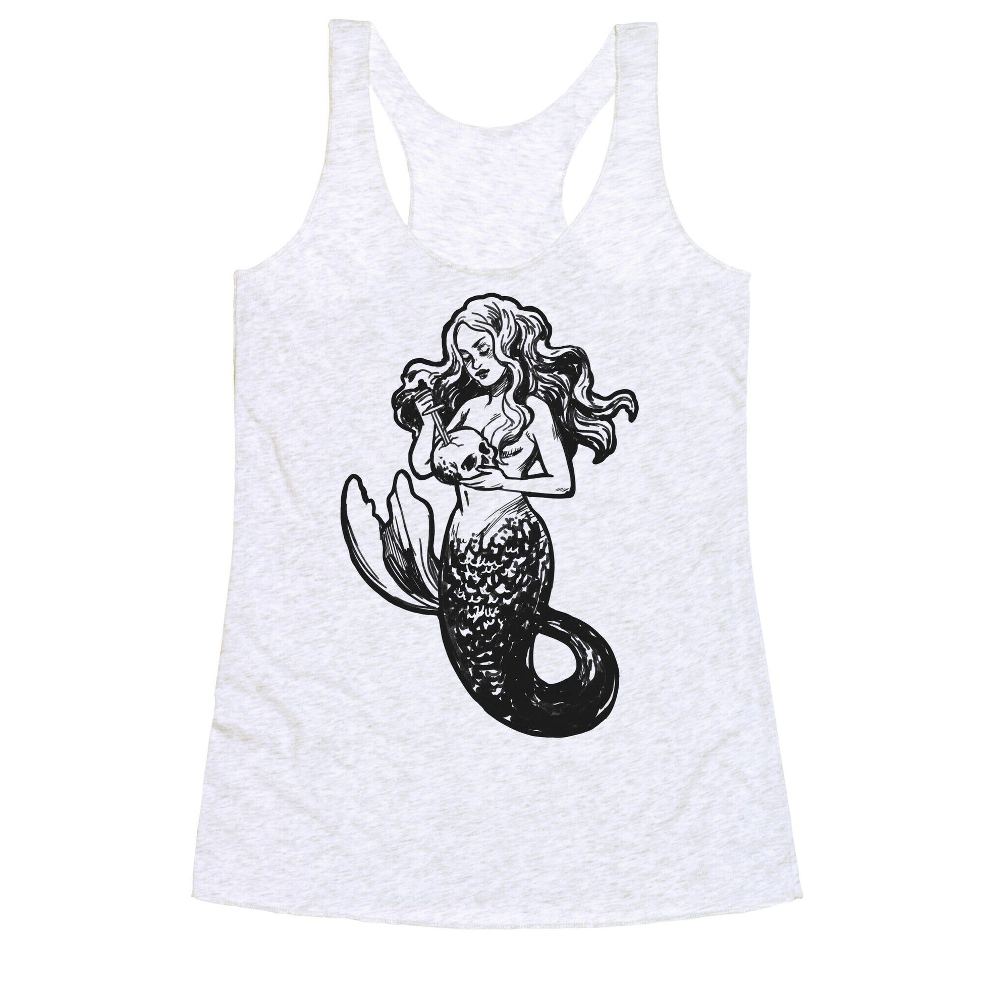 A Mermaid and Her Skull Racerback Tank