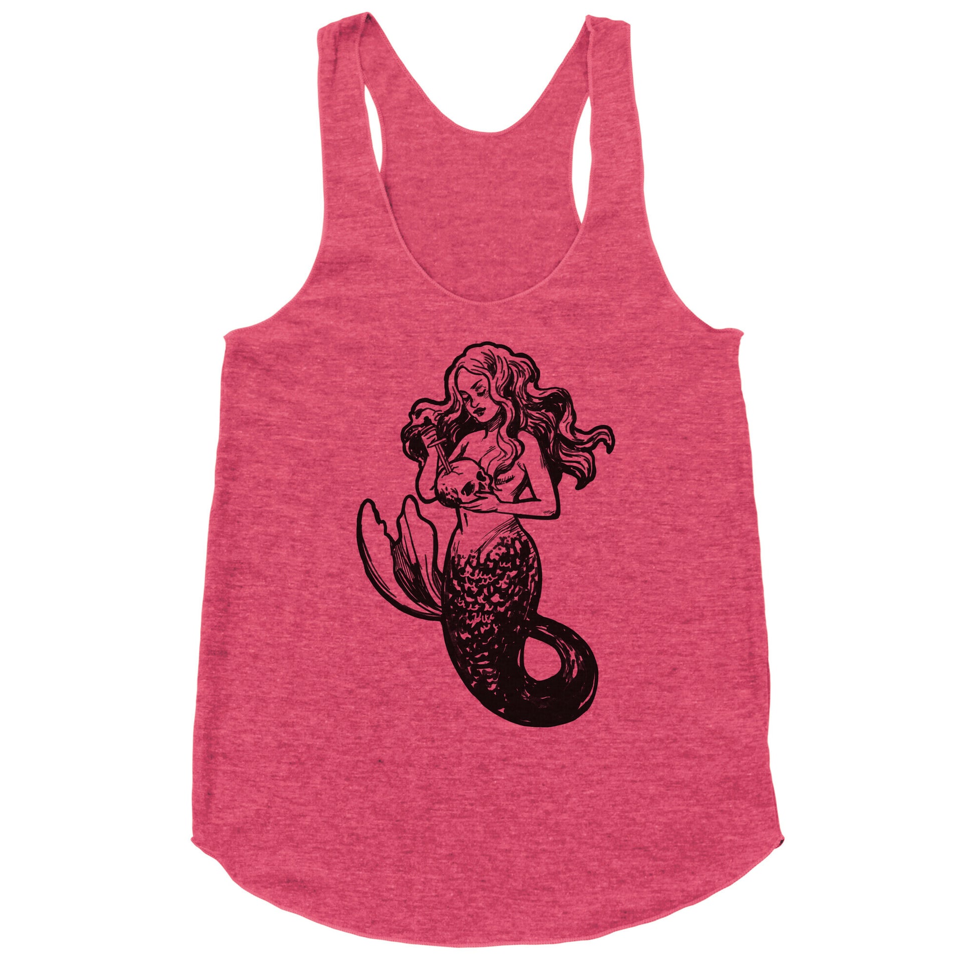 A Mermaid and Her Skull Racerback Tank