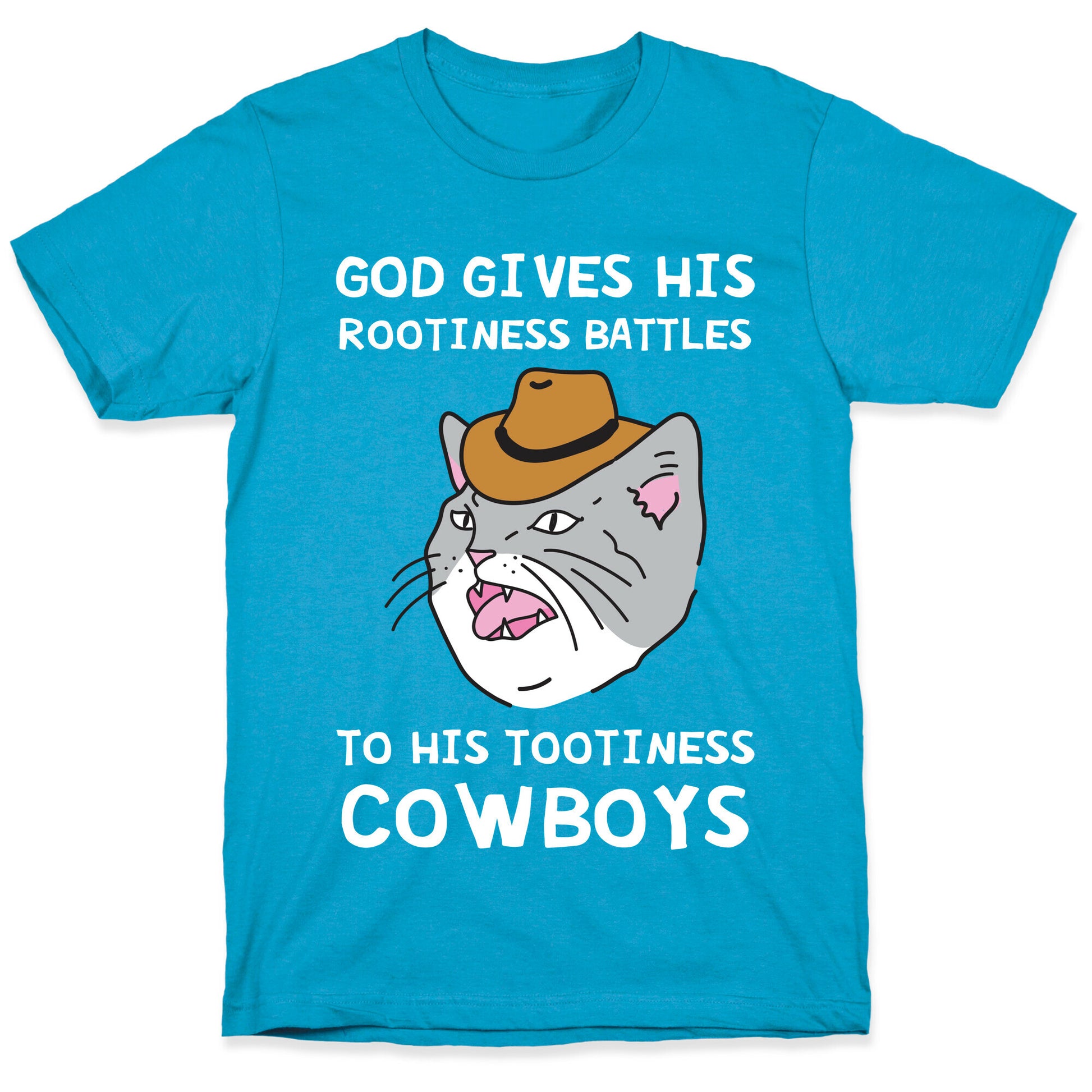God Gives His Rootiness Battles To His Tootiness Cowboys Unisex Triblend Tee