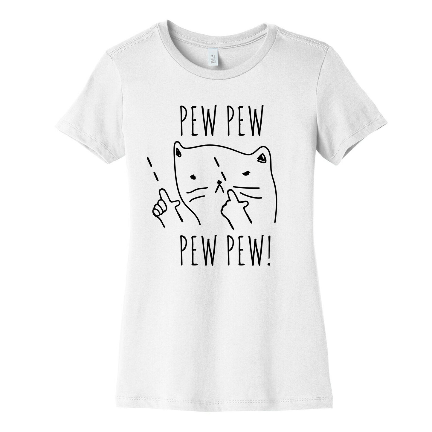 Pew Pew! Kitty Finger Guns Women's Cotton Tee