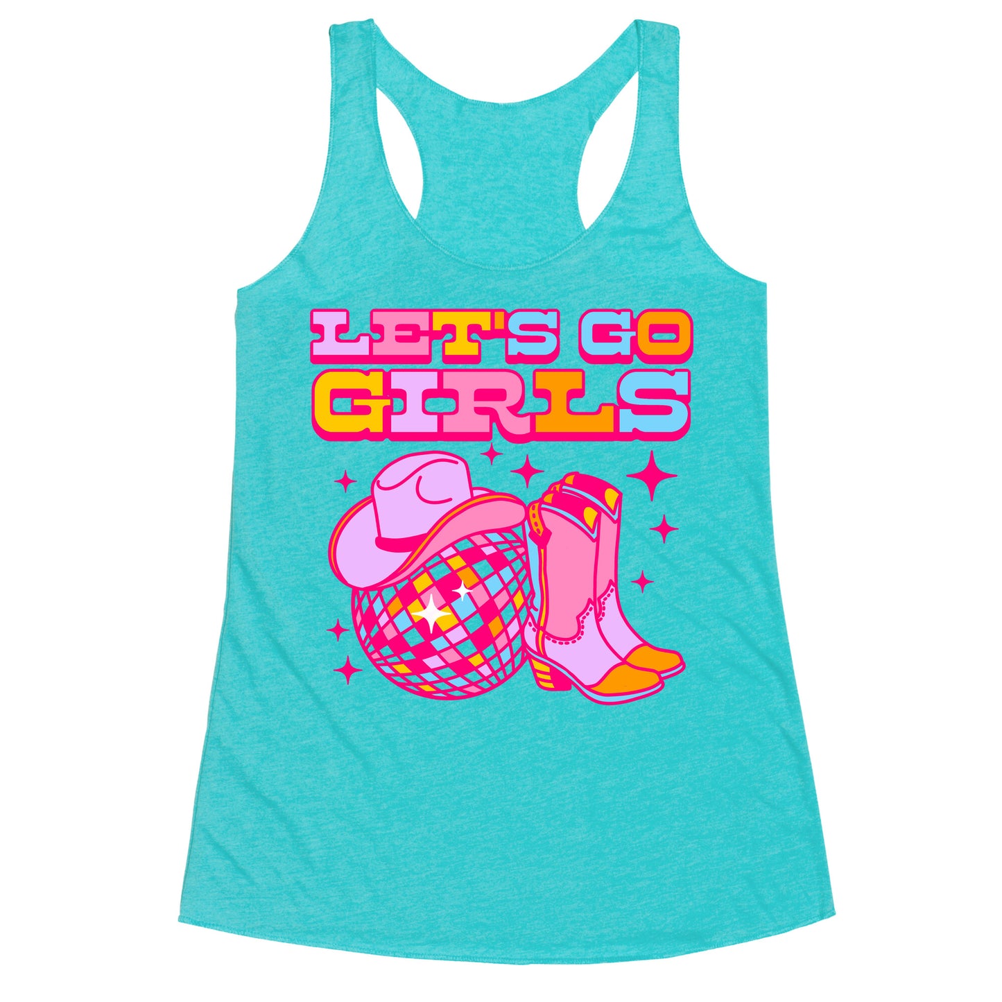 Let's Go Girls Cowgirl Disco Racerback Tank