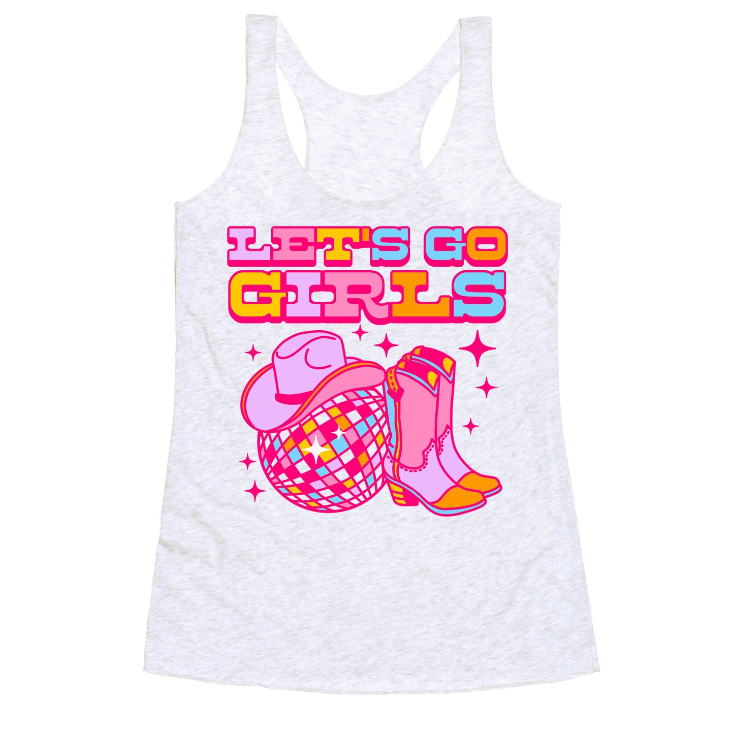 Let's Go Girls Cowgirl Disco Racerback Tank
