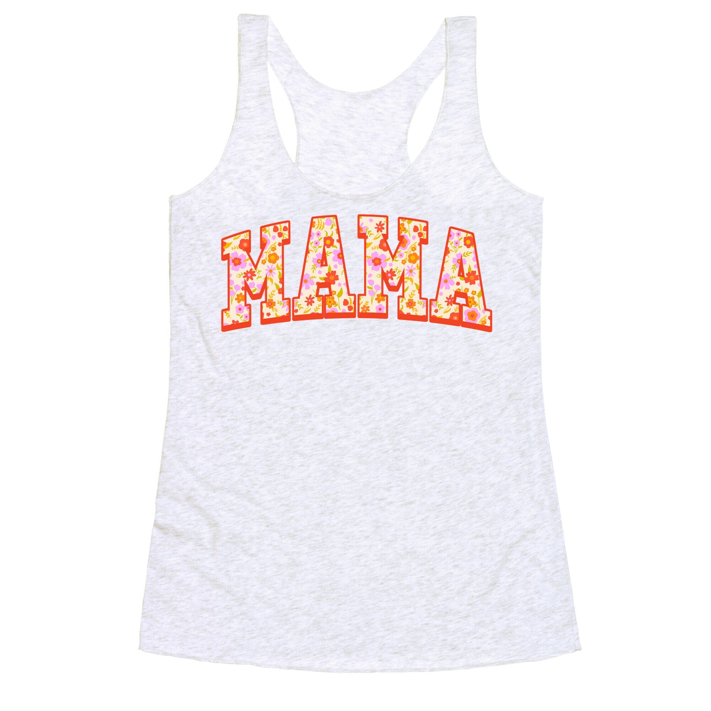 Floral Mama Text Racerback Tank
