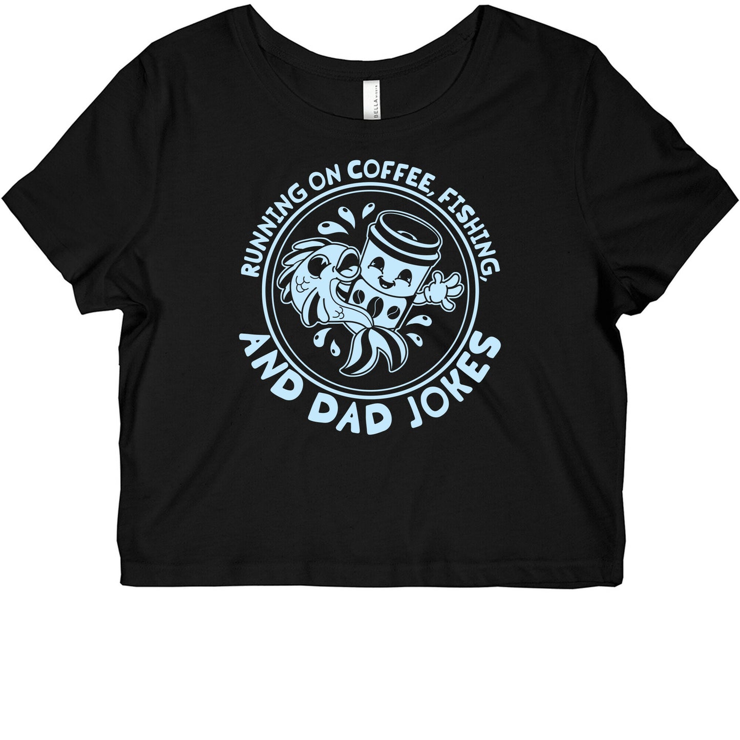 Running on Coffee, Fishing, and Dad Jokes Graphic Baby Tee
